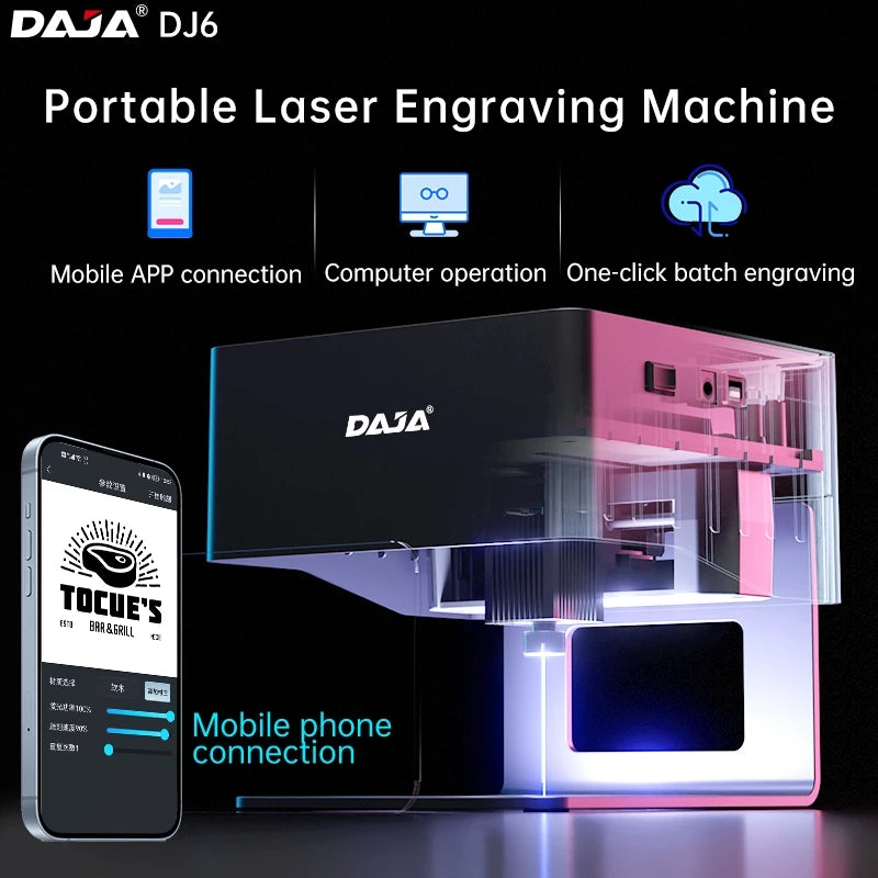 DAJA Laser Engraver DJ6 CNC Mini Portable Engraving Machine DIY Logo Mark Printer for Woodworking Wood Plastic