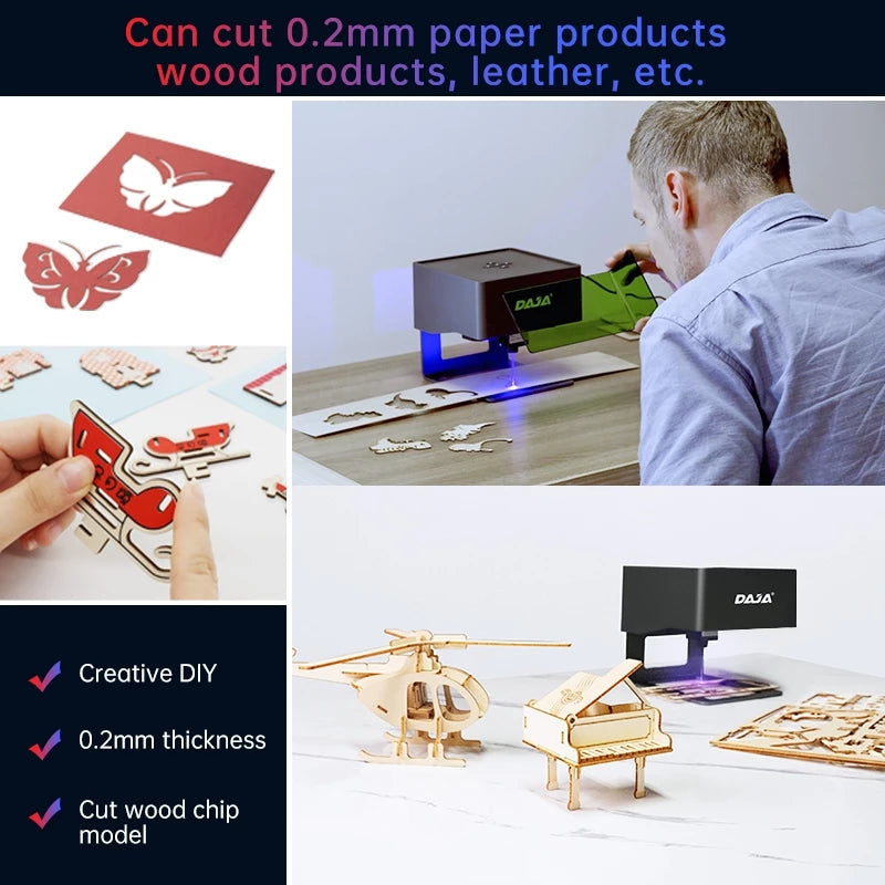 DAJA Laser Engraver DJ6 CNC Mini Portable Engraving Machine DIY Logo Mark Printer for Woodworking Wood Plastic