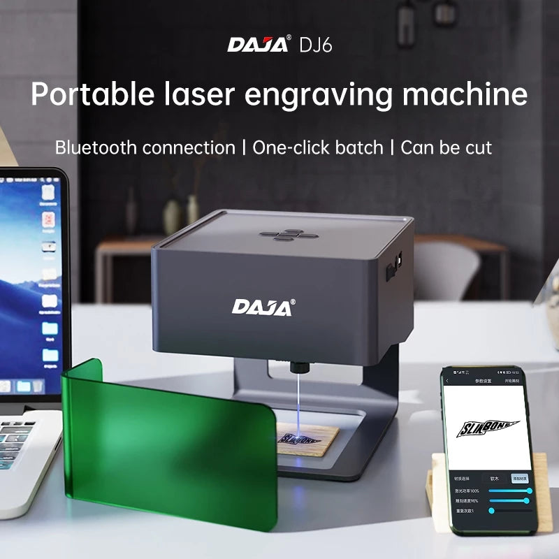 DAJA Laser Engraver DJ6 CNC Mini Portable Engraving Machine DIY Logo Mark Printer for Woodworking Wood Plastic